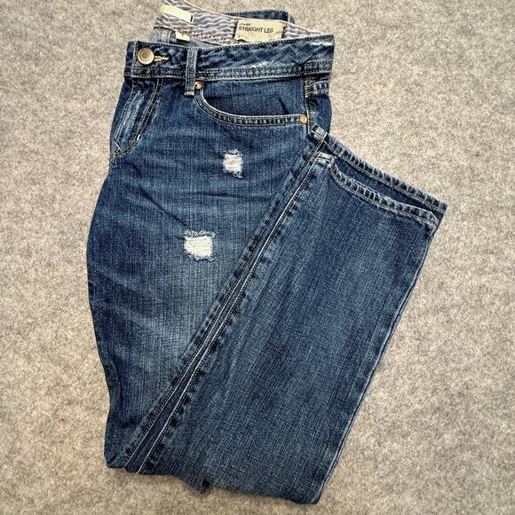 Gap Women's Jeans Size 28R / 6 Low Rise Straight Leg Cotton Denim Distressed - Picture 1 of 12
